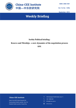 Serbia Political Briefing: Kosovo and Metohija - a New Dynamics of the Negotiation Process IIPE