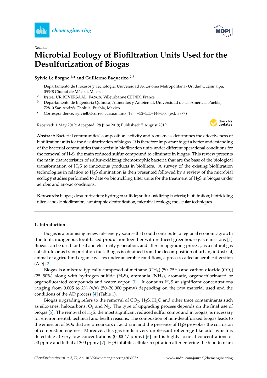 Microbial Ecology of Biofiltration Units Used for the Desulfurization of Biogas