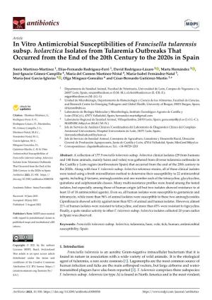 In Vitro Antimicrobial Susceptibilities of Francisella Tularensis Subsp. Holarctica Isolates from Tularemia Outbreaks That Occur