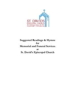 Suggested Readings & Hymns for Memorial and Funeral Services At