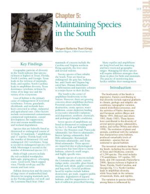 Chapter 5: Maintaining Species in the South 113 Chapter 5