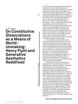 Henry Flynt and Generative Aesthetics Redefined