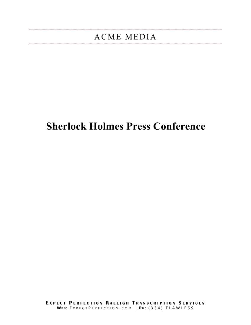 Sherlock Holmes Press Conference