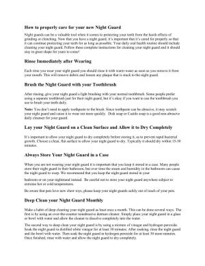 How to Properly Care for Your New Night Guard Rinse Immediately