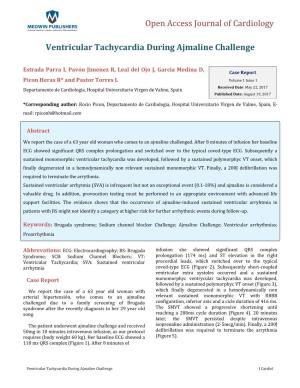 Open Access Journal of Cardiology Ventricular Tachycardia During Ajmaline Challenge