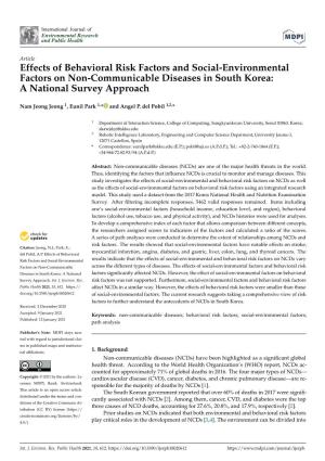 Effects of Behavioral Risk Factors and Social-Environmental Factors on Non-Communicable Diseases in South Korea: a National Survey Approach