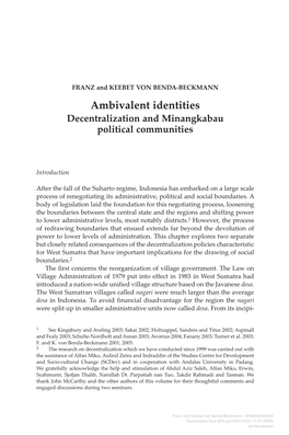 Ambivalent Identities Decentralization and Minangkabau Political Communities