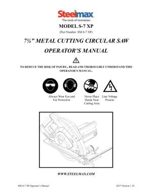 7¼” Metal Cutting Circular Saw Operator's Manual