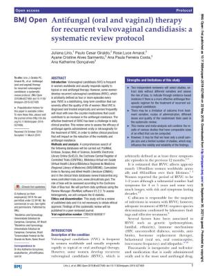 (Oral and Vaginal) Therapy for Recurrent Vulvovaginal Candidiasis: a Systematic Review Protocol