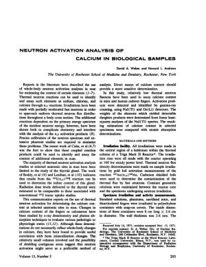 Neutron Activation Analysis of Calcium in Biological