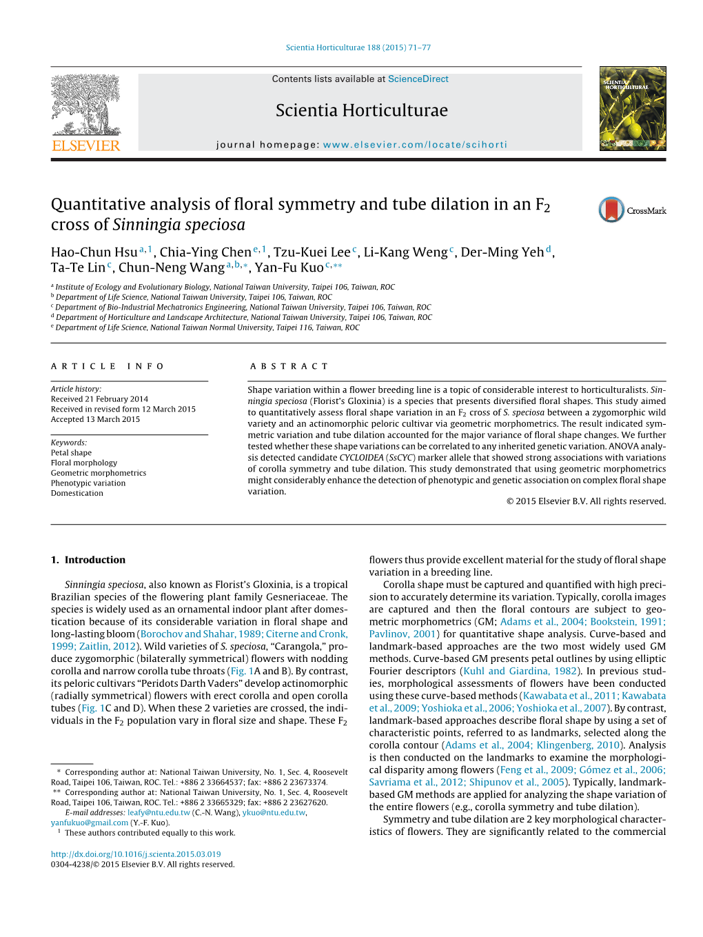 Quantitative Analysis of Floral Symmetry and Tube Dilation in an F2