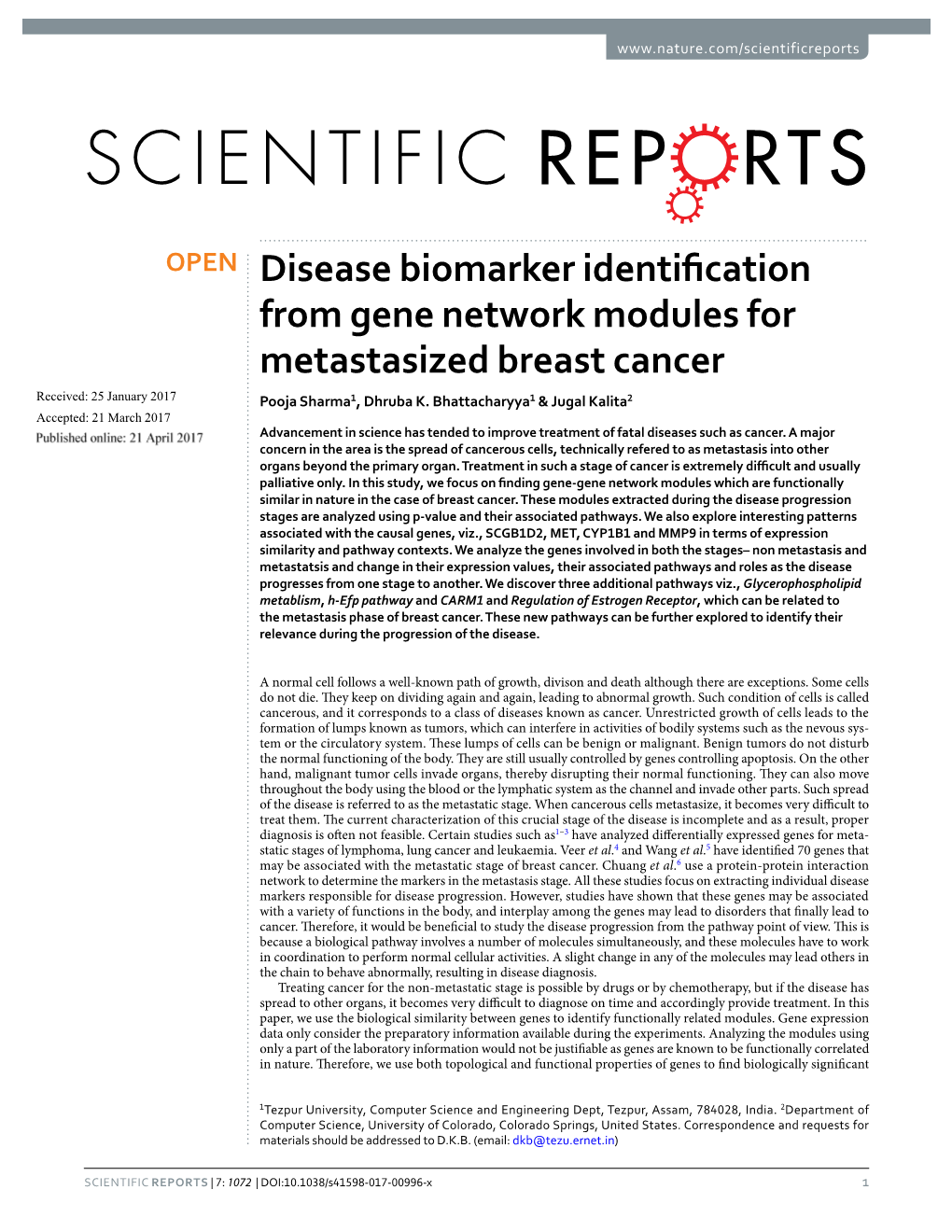 Disease Biomarker Identification from Gene Network Modules For