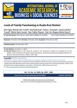Level of Family Functioning in Kuala Krai District