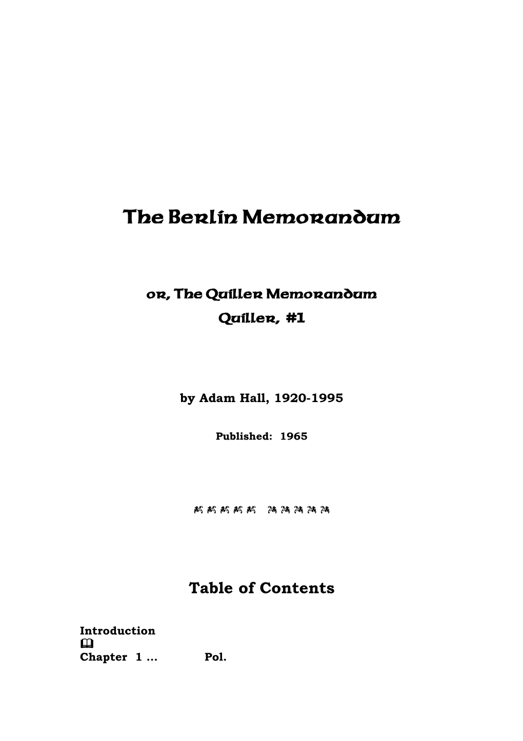 The Berlin Memorandum