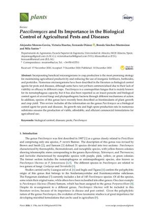 Paecilomyces and Its Importance in the Biological Control of Agricultural Pests and Diseases