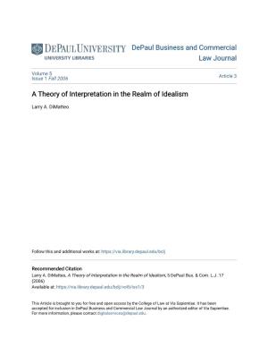 A Theory of Interpretation in the Realm of Idealism