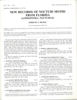 Dickel, T. S. 1991. New Records of Noctuid Moths from Florida