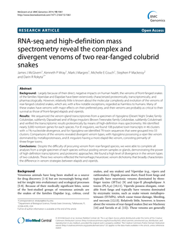 RNA-Seq and High-Definition Mass Spectrometry Reveal the Complex