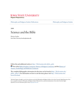 Science and the Bible Hector Avalos Iowa State University, Havalos@Iastate.Edu