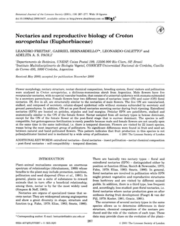 Nectaries and Reproductive Biology of Croton Sarcopetalus (Euphorbiaceae)