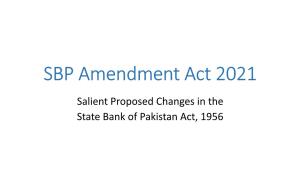 Brief on Proposed Amendments in the State Bank of Pakistan Act, 1956