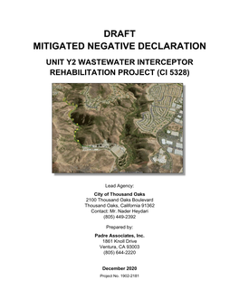 Draft Mitigated Negative Declaration Unit Y2 Wastewater Interceptor Rehabilitation Project (Ci 5328)