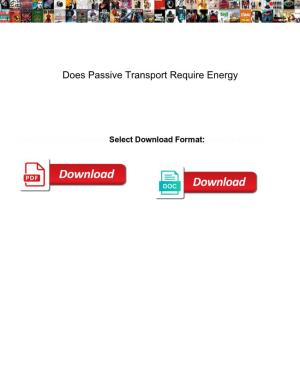 Does Passive Transport Require Energy
