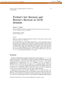 Fermat's Bezout's Domains Last Theorem and Theorem In