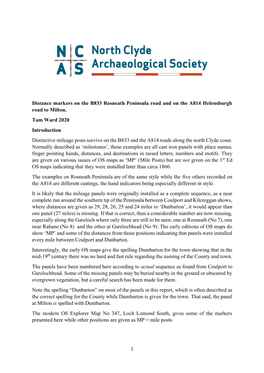 Distance Markers on the B833 Rosneath Peninsula Road and on the A814 Helensburgh Road to Milton