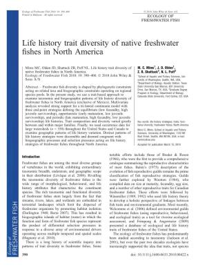 Life History Trait Diversity of Native Freshwater Fishes in North America