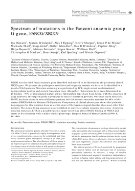 Spectrum of Mutations in the Fanconi Anaemia Group G Gene, FANCG/XRCC9