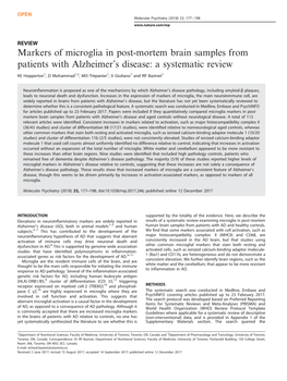 Markers of Microglia in Post-Mortem Brain Samples from Patients with Alzheimer’S Disease: a Systematic Review
