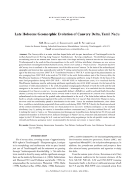 Late Holocene Geomorphic Evolution of Cauvery Delta, Tamil Nadu