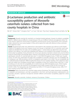 Β-Lactamase Production and Antibiotic Susceptibility Pattern of Moraxella