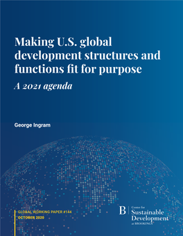 Making U.S. Global Development Structures Fit for Purpose