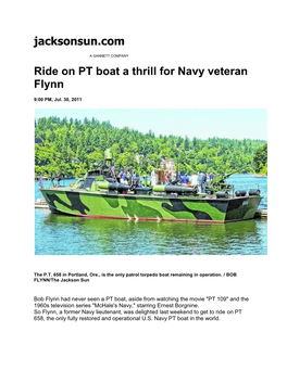Jacksonsun.Com Ride on PT Boat a Thrill for Navy
