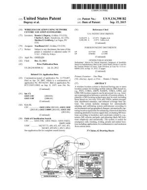 (12) United States Patent (10) Patent No.: US 9,134,398 B2 Dupray Et Al