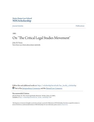 On "The Critical Legal Studies Movement", 30 Am