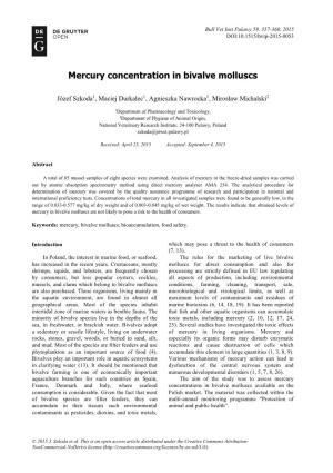 Mercury Concentration in Bivalve Molluscs