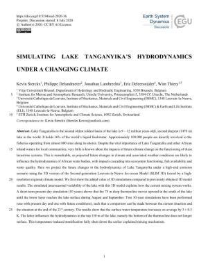 Simulating Lake Tanganyika's Hydrodynamics Under A