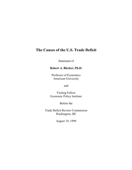 The Causes of the U.S. Trade Deficit