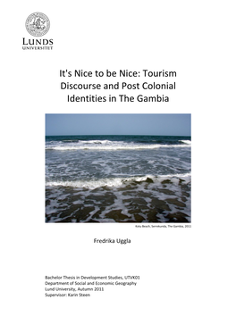 Tourism Discourse and Post Colonial Identities in the Gambia