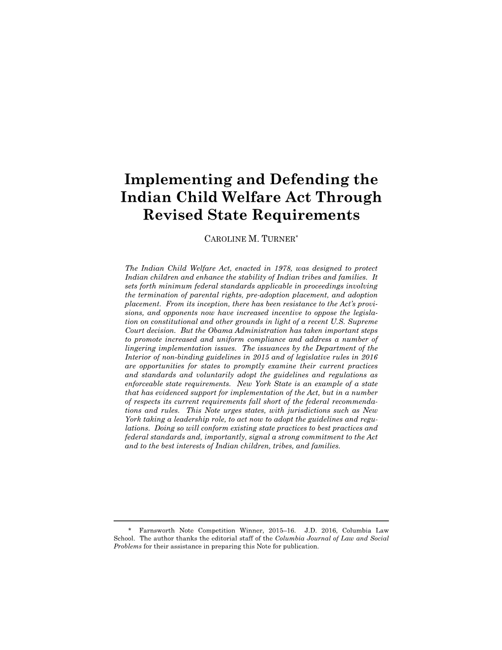 Implementing and Defending the Indian Child Welfare Act Through Revised State Requirements