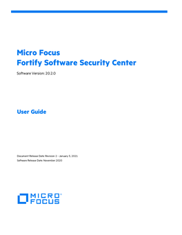 Micro Focus Fortify Software Security Center User Guide