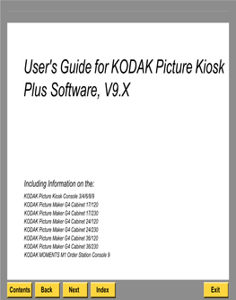 User's Guide for KODAK Picture Kiosk Plus Software, V9.X