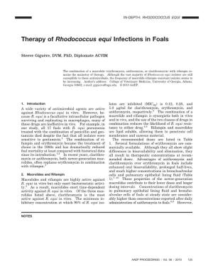 Therapy of Rhodococcus Equi Infections in Foals