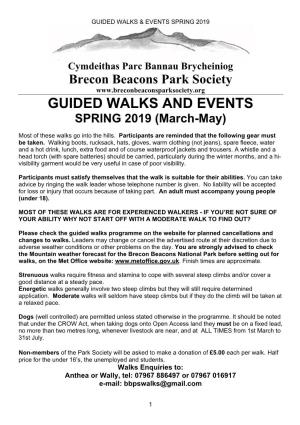 GUIDED WALKS and EVENTS SPRING 2019 (March-May)