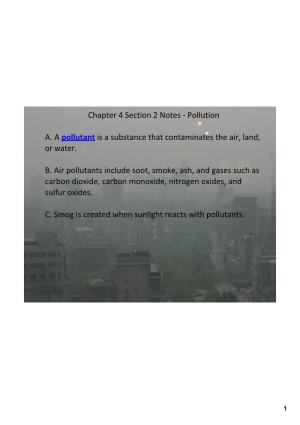 Chapter 4 Section 2 Notes ‐ Pollution