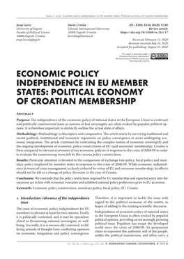 Political Economy of Croatian Membership