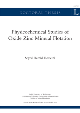 Physicochemical Studies of Oxide Zinc Mineral Flotation Mineral Zinc Oxide of Physicochemicalstudies